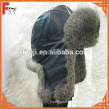 Men Rabbit Fur with Sheepleather Aviator Hat